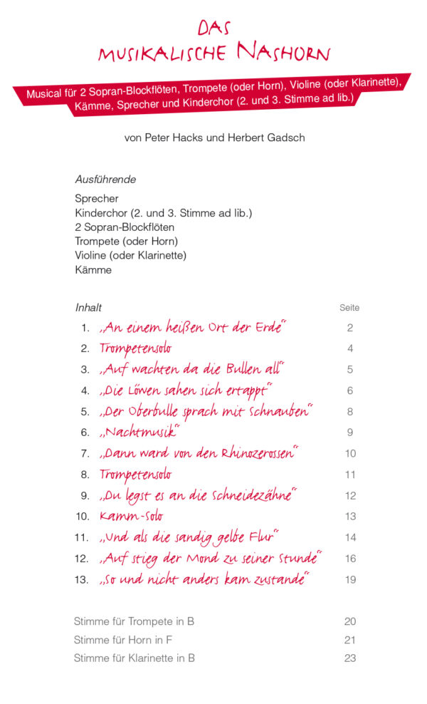 Das musikalische Nashorn (der KINDERCHOR 4) - Herbert Gadsch – Bild 5
