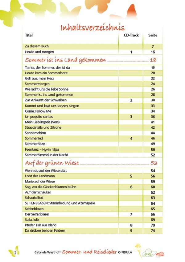 Sommer- und Reiselieder (Buch incl. CD) – Bild 2